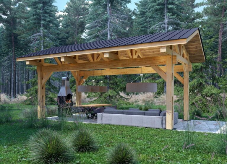 Image 1 of 13x27 heavy timber carport kit