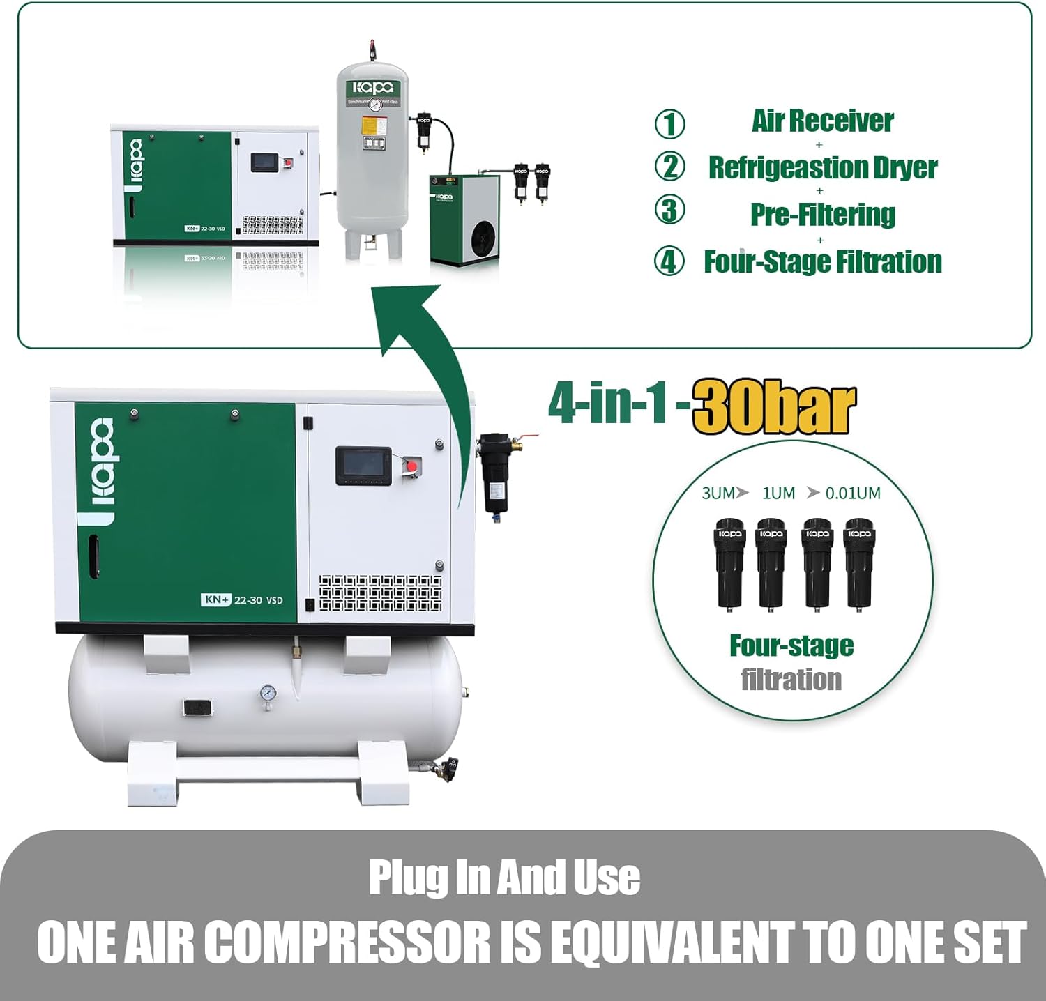 Step-by-step guide for buy kapa 30hp 4-in-1 rotary screw air compressor,kapa 30hp screw compressor review - complete tutorial