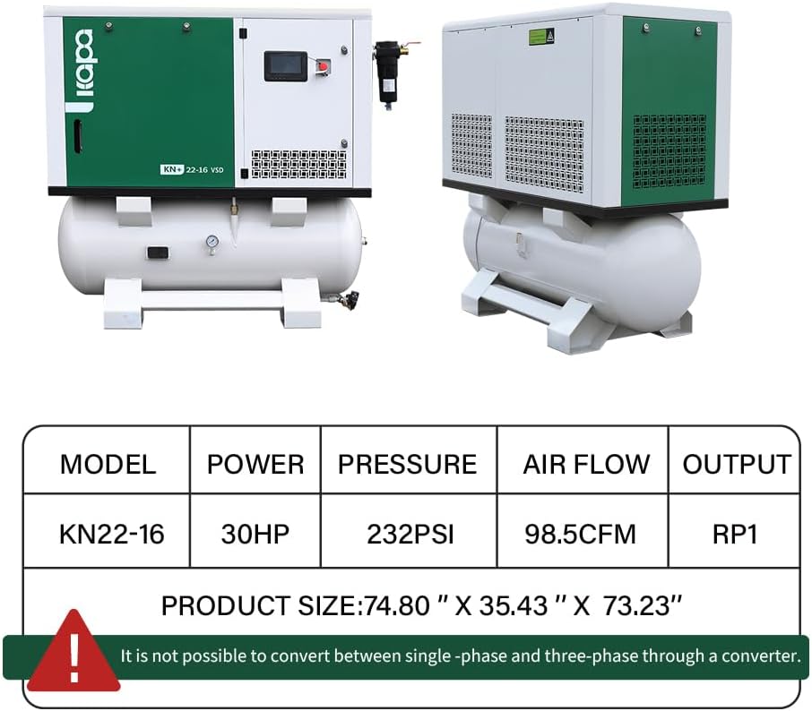kapa 5-in-1 rotary screw air compressor review,kapa 30hp screw compressor pros cons,should I buy a kapa 5-in-1 air compressor,kapa rotary screw compressor vs alternatives,kapa 122cfm air compressor worth buying,best 5-in-1 industrial air compressor unboxing and complete package contents